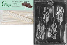 Cybrtrayd J053 Fire Truck Lolly Chocolate Candy Mold with Exclusive Cybrtrayd Copyrighted Chocolate Molding Instructions N10
