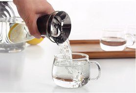 Artcome 50 Oz Heat Resistant Borosilicate Water Carafe Glass Pitcher with Stainless Steel Flow Lid N8
