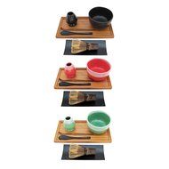 BambooMN Brand - Matcha Bowl Set (Includes Bowl, Rest, Black Tea Whisk, Black Chasaku, Black Tea Spoon, Rest Tray... N3