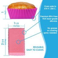 Rectangular Silicone Baking Cups, Pack of 12, Reusable Cupcake Liners for Muffins, Chocolate Molds N3
