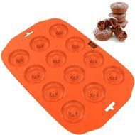 Silicone Mini Donut Maker Baking Pan Tray - 12 Holes - Pure Food Grade Premium Non-Stick Silicon - Orange - Bake... N5
