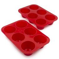 Sorbus 6 Cup Silicone Texas Muffin Baking Pans, 6 Cup Large, Non-Stick, Easy to Clean - Set of 2 N4