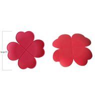 Voberry Pure Flower Clover Shaped Three-dimensional Anti-scald Silicone Coasters 1 Pc (pink) N3