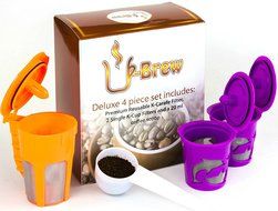 Keurig 2.0 K-Carafe Reusable Coffee Filter and Single Refillable K-Cup 4 piece Bundle Gift Set with Coffee Scoop... N7