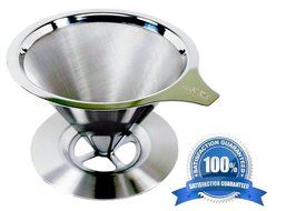 Nuk3y&reg; PREMIUM Stainless Steel Coffee Dripper | Reuseable Coffee Filter with Cup Stand - 2 Cup N5