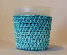 Handmade Crochet Ice Cream Pint Cozy in Blue Splash N2