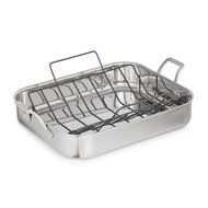 Calphalon 1948245 Signature Stainless Steel Roaster Pan with Rack, 16", Silver N4