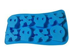 Halloween Skull and Bones Silicone Candy Jello Baking Mold (Red) N4