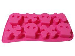 Halloween Skull and Bones Silicone Candy Jello Baking Mold (Red) N6