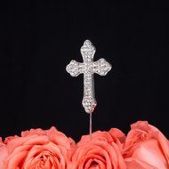 LOVENJOY Gift Box Pack Cross Rhinestone Crystal Cake Top Topper for Wedding Religious Baptism Christening First... N4