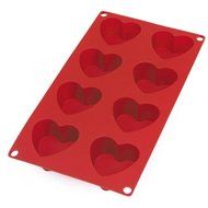 Lekue 8 Cavities Heart Multi Cavity Baking Mold, Red