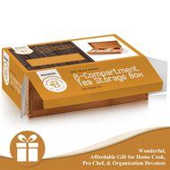Bamb&uuml;si by Belmint 8-Compartment Tea Storage Box with Hinged Lid ✦ Crafted of 100% Natural Bamboo (Clear Lid) N7