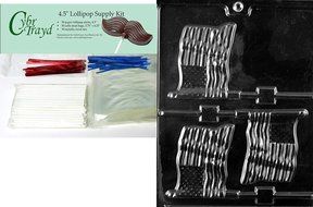 Cybrtrayd P010 Flag Lolly Chocolate Candy Mold with Exclusive Cybrtrayd Copyrighted Chocolate Molding Instructions... N7