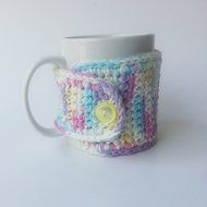 Mug Cozy Pink White Yellow Blue