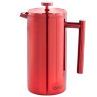 VonShef Red Double Wall Keep Warm Satin Polished Stainless Steel French Press Cafetiere Coffee Filter includes... N12