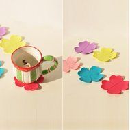 Voberry Pure Flower Clover Shaped Three-dimensional Anti-scald Silicone Coasters 1 Pc (pink) N6
