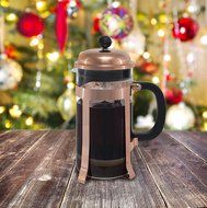 Copper French Coffee Press &amp; Tea Infuser Heat Toughened Glass Cafe Crush Club Avignon SS Plunger with Double Screens... N7