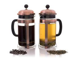 Copper French Coffee Press &amp; Tea Infuser Heat Toughened Glass Cafe Crush Club Avignon SS Plunger with Double Screens... N9