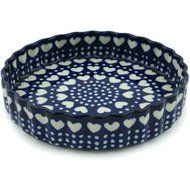 Polish Pottery Fluted Pie Dish 8-inch Heart To Heart N3