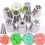Russian Piping Tips 20 Pcs/SET - KOOTIPS 8 Extra Large Stainless Steel Pastry Nozzle Tips and 1 Leaf Tips, 1 XL... N2