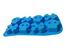 Halloween Skull and Bones Silicone Candy Jello Baking Mold (Red) N9