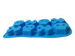 Halloween Skull and Bones Silicone Candy Jello Baking Mold (Red) N10