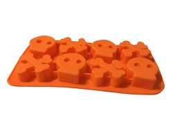 Halloween Skull and Bones Silicone Candy Jello Baking Mold (Red) N12