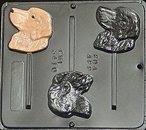 Golden Retriever Dog Lollipop Chocolate Candy Mold 3410
