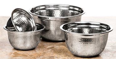 US Shopee LLP 4 Pcs Stainless Steel Mixing Bowls Set - Set of 4 German Mixing Bowls Cookware Set (Hammered) (Stainless... N6