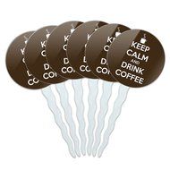 Set of 6 Cupcake Picks Toppers Decoration Keep Calm and A-H - Fish On Bass Fishing - Keep Calm and N39