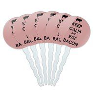 Set of 6 Cupcake Picks Toppers Decoration Keep Calm and A-H - Fish On Bass Fishing - Keep Calm and N40
