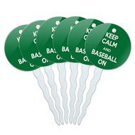 Set of 6 Cupcake Picks Toppers Decoration Keep Calm and A-H - Fish On Bass Fishing - Keep Calm and N42
