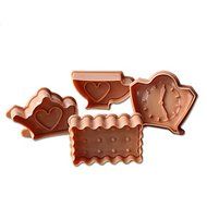 Sher 4PCS Teapot&amp;Clock Pattern Cake and Cookie Cutter Mold N2