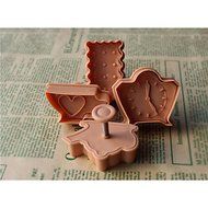 Sher 4PCS Teapot&amp;Clock Pattern Cake and Cookie Cutter Mold N3