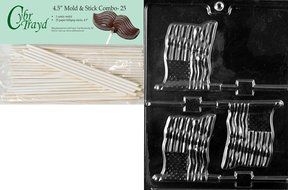 Cybrtrayd P010 Flag Lolly Chocolate Candy Mold with Exclusive Cybrtrayd Copyrighted Chocolate Molding Instructions... N8