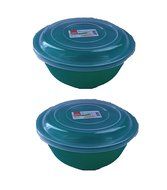 Set of 2 Click Brand Large Green Mixing Bowl with Lid N5