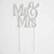 1 X Mr &amp; Mrs Monogram Silhouette Rhinestone Wedding Cake Topper Decoration with Crystals - Formal Font