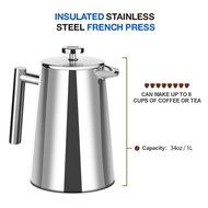 Zestkit French Press Double 18/10 Stainless Steel Wall with #170 mesh / 90 Micron Filter Screens Coffee Tea Maker... N7