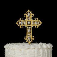 Cross Cake Topper, Religious, Wedding, Baptism, Christening, Dedication, Boda Keepsake Decoration (Silver) N3