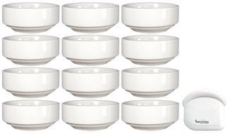 ITI Ceramic Stackable Baking Ramekins / Condiment Sauce Cups with Pan Scraper, 3.5 Ounce (6-Pack, Pure White) N6