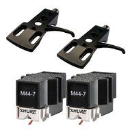 Shure M44-7 Cartridge PAIR with Black Headshells fits -Technics Stanton