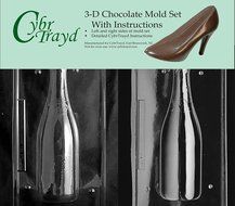 Cybrtrayd AO301AB Champagne Bottle Chocolate Candy Mold Kit with 2 Molds and 3D Chocolate Instructions