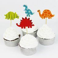 48 Dinosaur Cupcake Dinosaur Toppers for Birthday Party Cake Decorations N3