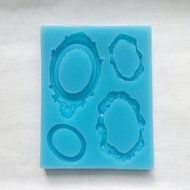 Funshowcase Sugarcraft Vintage Oval Mirror Frames Silicone Mold N5