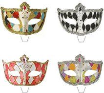 Novelty Masquerade Mask Harlequin Mix 12 Edible StandUp wafer paper cake toppers