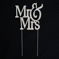 1 X Mr &amp; Mrs Monogram Silhouette Rhinestone Wedding Cake Topper Decoration with Crystals - Formal Font N2