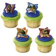 24 Teenage Ninja Turtles Cupcake Ring Toppers - Birthday Party Favors