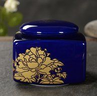 XDOBO Celadon Glaze Golden Peony Mini China Ceramic Tea Tin Pot Tea Sealed Preserved Fruit Dried Fruit Candy Storage... N2