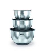 Art and Cook Stainless Steel Mixing Bowl Set with Airtight Lids, Charcoal N2