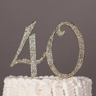 40 &amp; Fabulous Cake Topper for 40th Birthday Silver Metal Party Decoration Ideas (40 and Fabulous Silver) N17